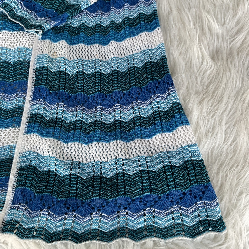 Christopher banks Cardigan Sweater Blue White Knit Preppy Business consign Small - Picture 4 of 7